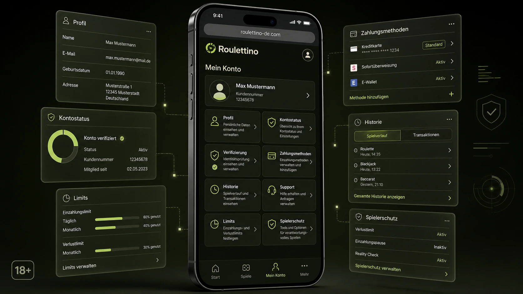 Funktionen im mobilen Kontobereich