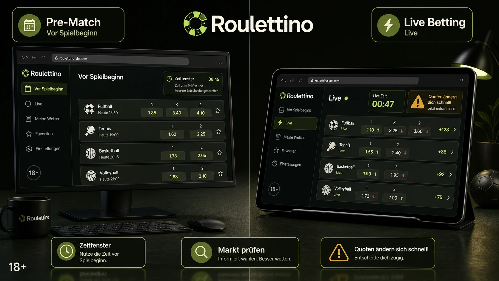 Pre-Match-Wetten und Live Betting