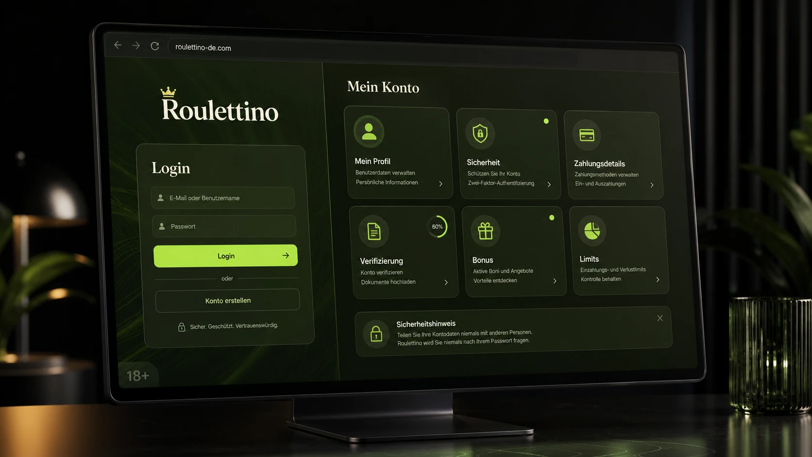 Roulettino Casino Login und persönlicher Kontobereich