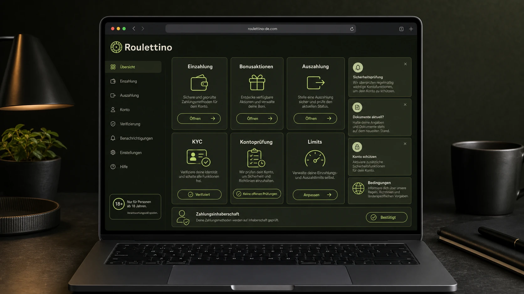 Bonus, Zahlungen und Auszahlung nach dem Login